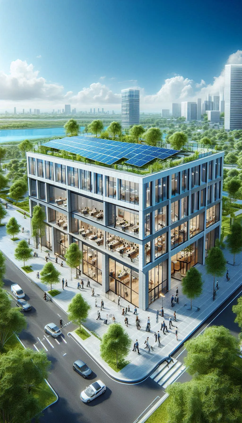Solar panels in an office building